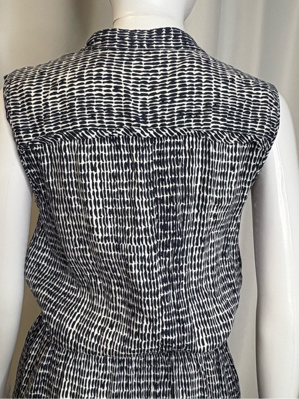 Ann Taylor Patterned Linen Blend Sleeveless Midi Shirt Dress Size M Cargo Pocket - Picture 7 of 13